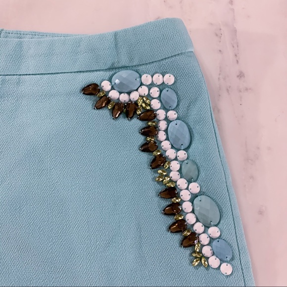 Trendy Beaded Shorts in Sky Blue - Picture 2 of 8